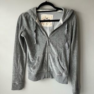 Hollister Women's Gray Velour Full Zip Hoodie